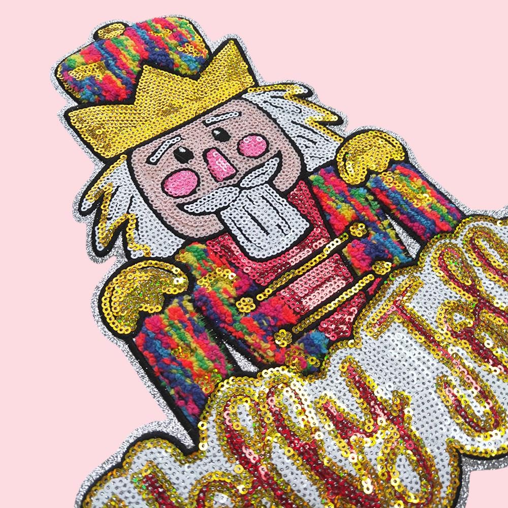 Holly Jolly Nutcracker Sequin Iron On Patch